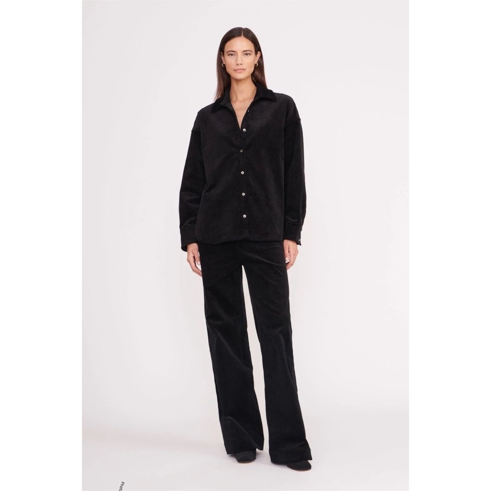 STAUD Black Button-Up Corduroy Shirt